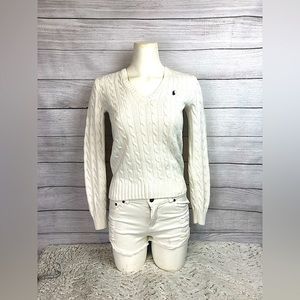 White Ralph Lauren Sport Cable Knit Sweater Small